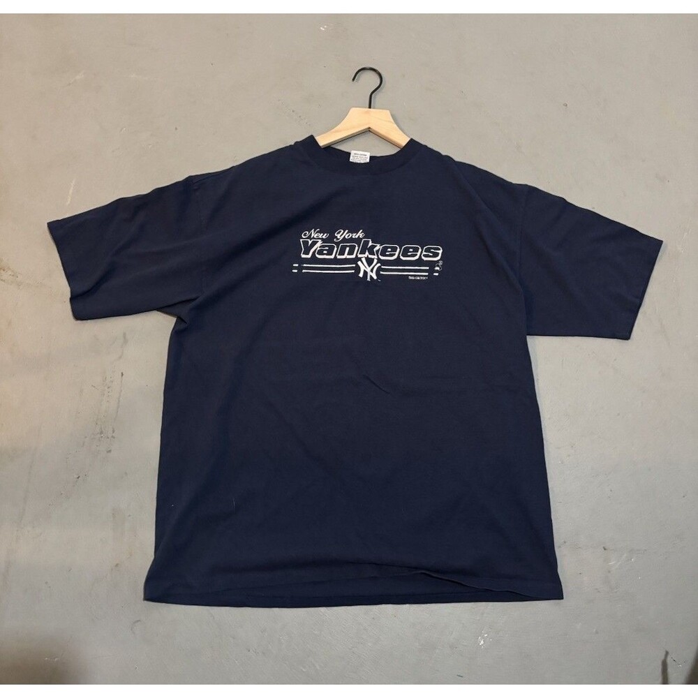 Vintage 00s NY New York Yankees T Shirt Mens XL Dark Navy MLB True Fan